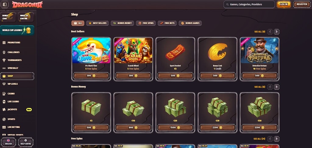 Dragonia Casino Bonus Shop