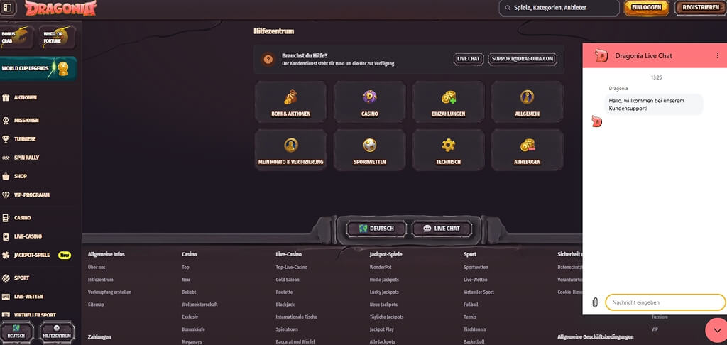 Dragonia Casino Kontaktieren Sie uns
