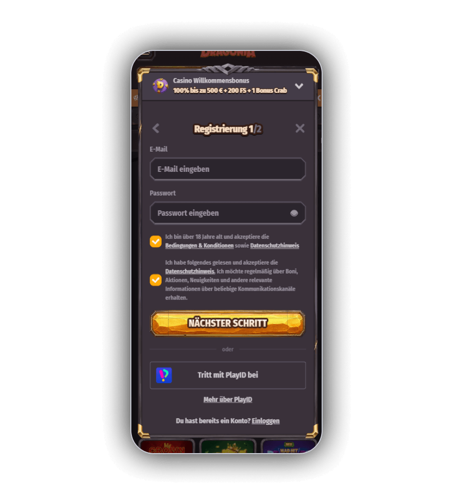 Dragonia Casino Registrierung