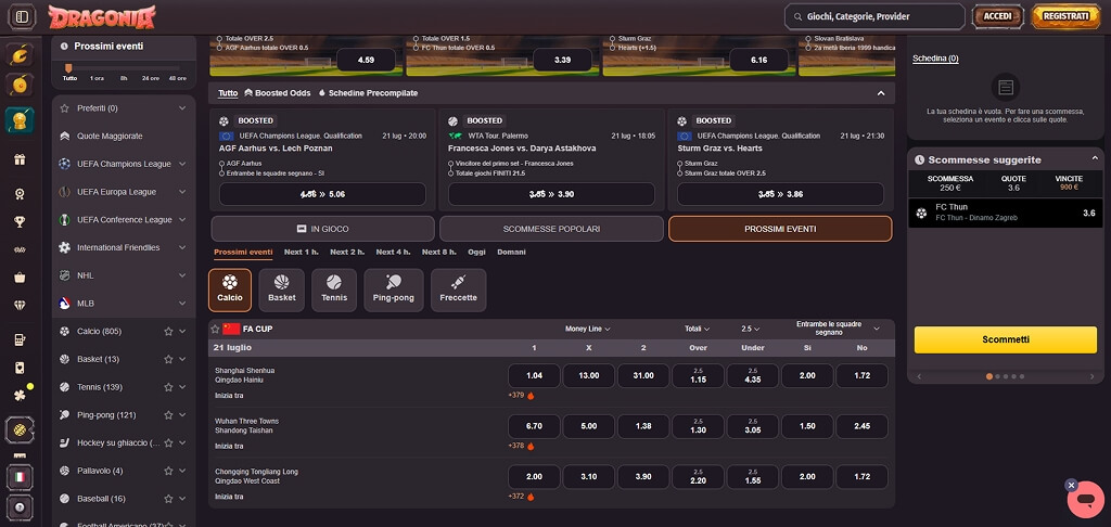 Dragonia Casinò Scommesse sportive