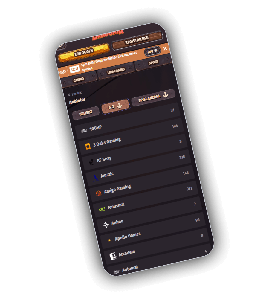 Dragonia Casino spillleverandører