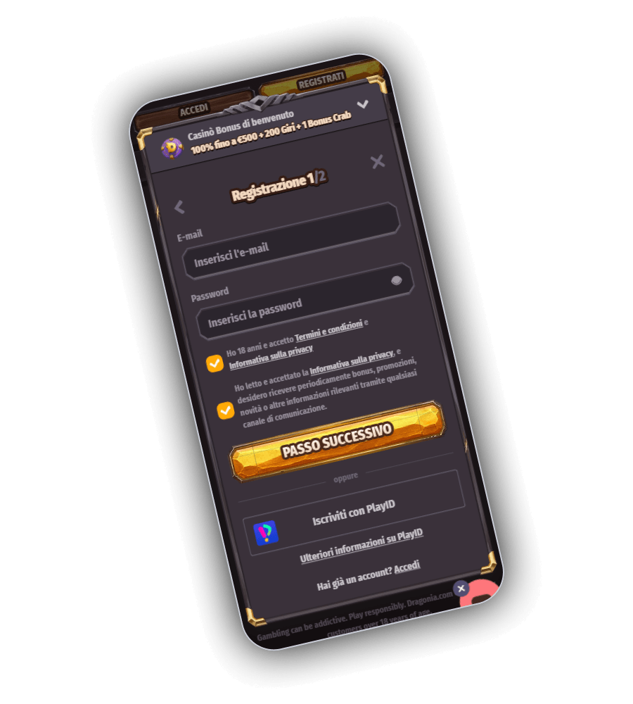 Registrazione al Casinò Dragonia